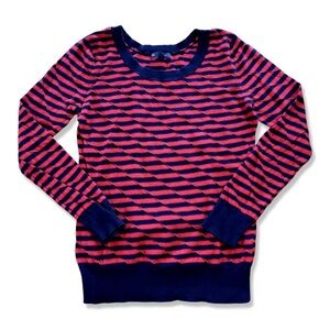 ⭐️GAP Women's Blue Red Offset Striped Sweater Shirt Size Small